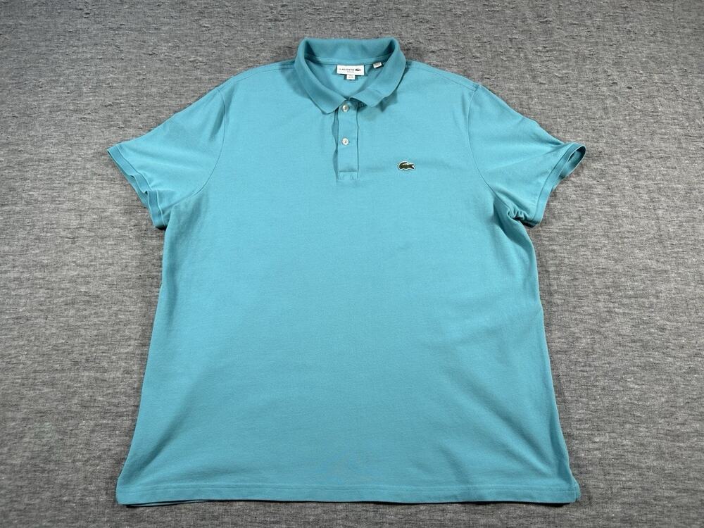 Lacoste Polo Shirt Mens XXXXL 9 Slim Fit Teal Blue Short Sleeve Cotton Preppy